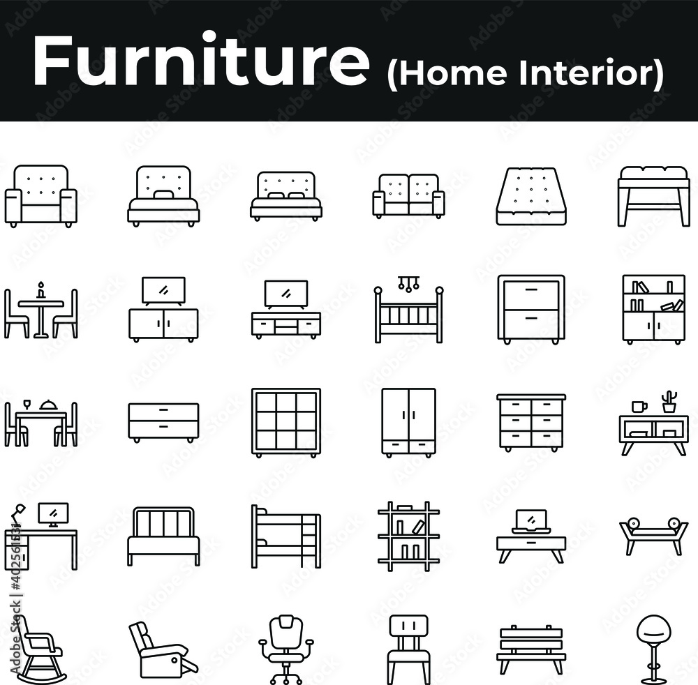 Furniture and home interior icon set Furniture and home interior icon set
