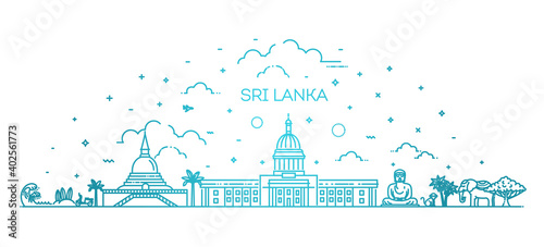 Sri Lanka line skyline with panorama