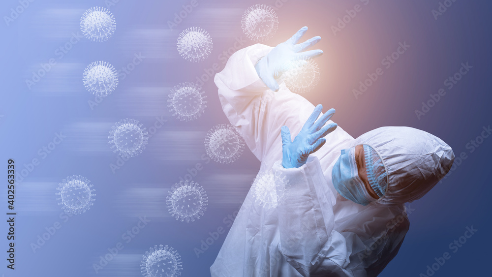 Doctors wearing masks and surgical gloves are fighting COVID-19. Doctors wearing masks and surgical gloves are fighting COVID-19.