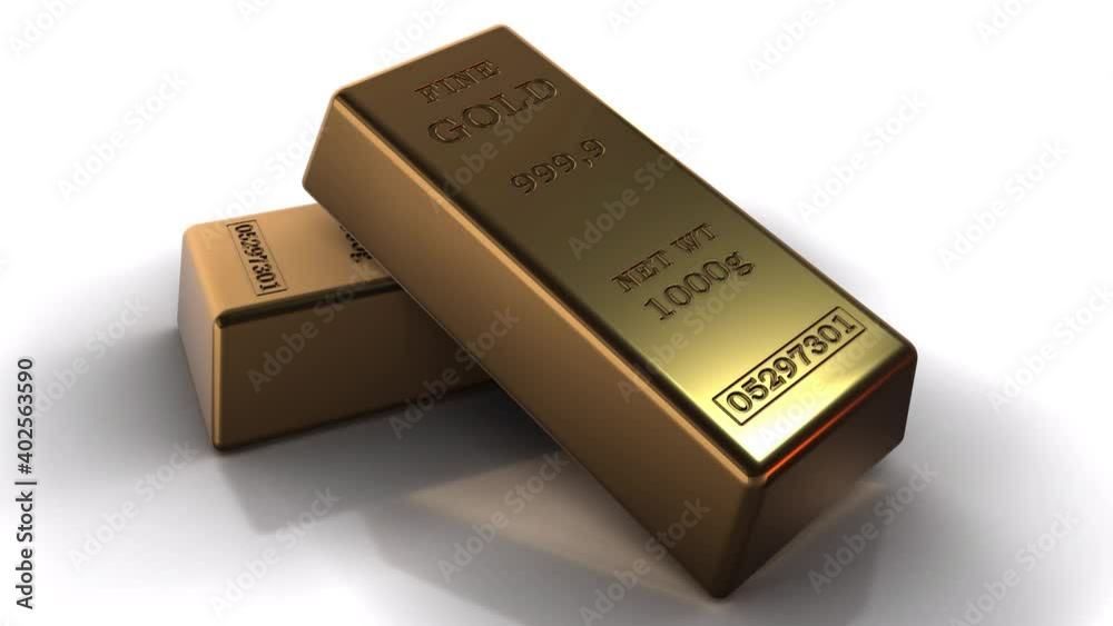 The Gold Ingots in white background 4k. High quality 4k footage The Gold Ingots in white background 4k. High quality 4k footage