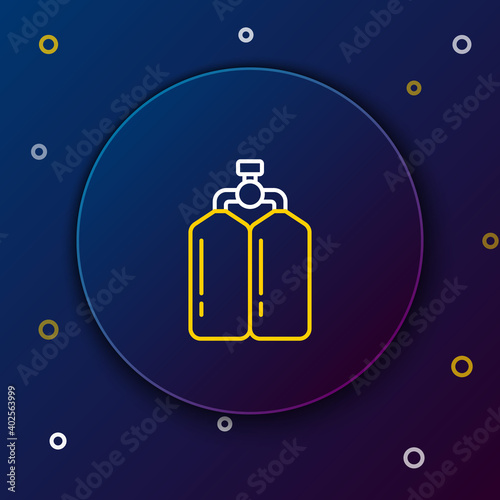 Line Aqualung icon isolated on blue background. Oxygen tank for diver. Diving equipment. Extreme sport. Diving underwater equipment. Colorful outline concept. Vector.