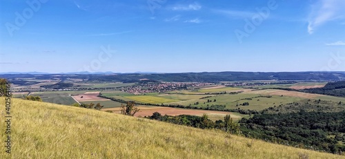 Obraz na płótnie Hungarian countryside landscape with typical village in the background