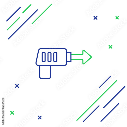 Line Fishing harpoon icon isolated on white background. Fishery manufacturers for catching fish under water. Diving underwater equipment. Colorful outline concept. Vector.