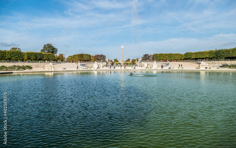 The Tuileries Gardens with its beautiful fountains