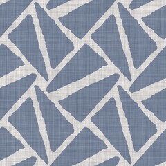 Handdoek met foto Landelijke stijl patronen Franse blokprint geometrisch blauwgrijs  © Limolida Studio