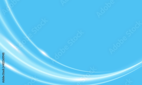 Abstract shiny curve lines on blue background.