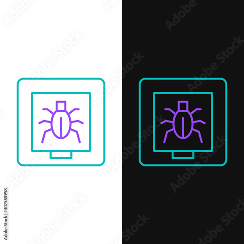 Line Insects in a frame icon isolated on white and black background. Herbarium. Colorful outline concept. Vector.