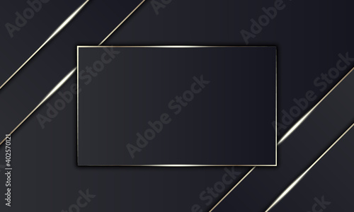 Luxury black stripes and golden line with rectangle in the middle.