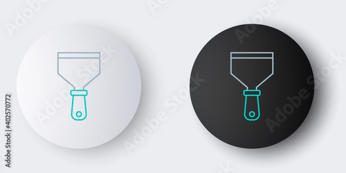 Line Putty knife icon isolated on grey background. Spatula repair tool. Spackling or paint instruments. Colorful outline concept. Vector.