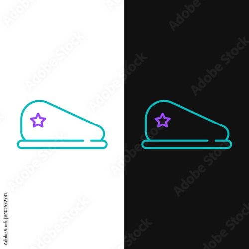 Line Military beret icon isolated on white and black background. Soldiers cap. Army hat. War baret. Colorful outline concept. Vector.