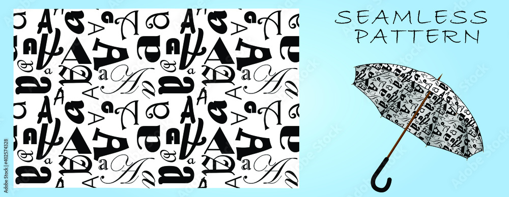 Fototapeta premium Seamless patterns. Typographic pattern from the letter 