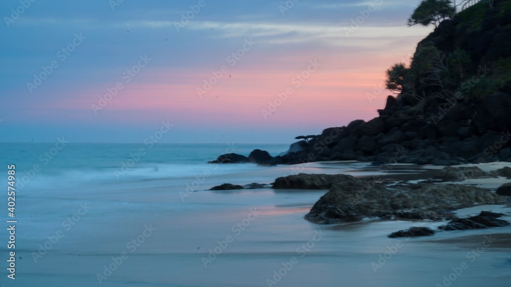 Long exposure - Sand outlet at Froggies beach on the Gold Coast at sunset Long exposure - Sand outlet at Froggies beach on the Gold Coast at sunset
