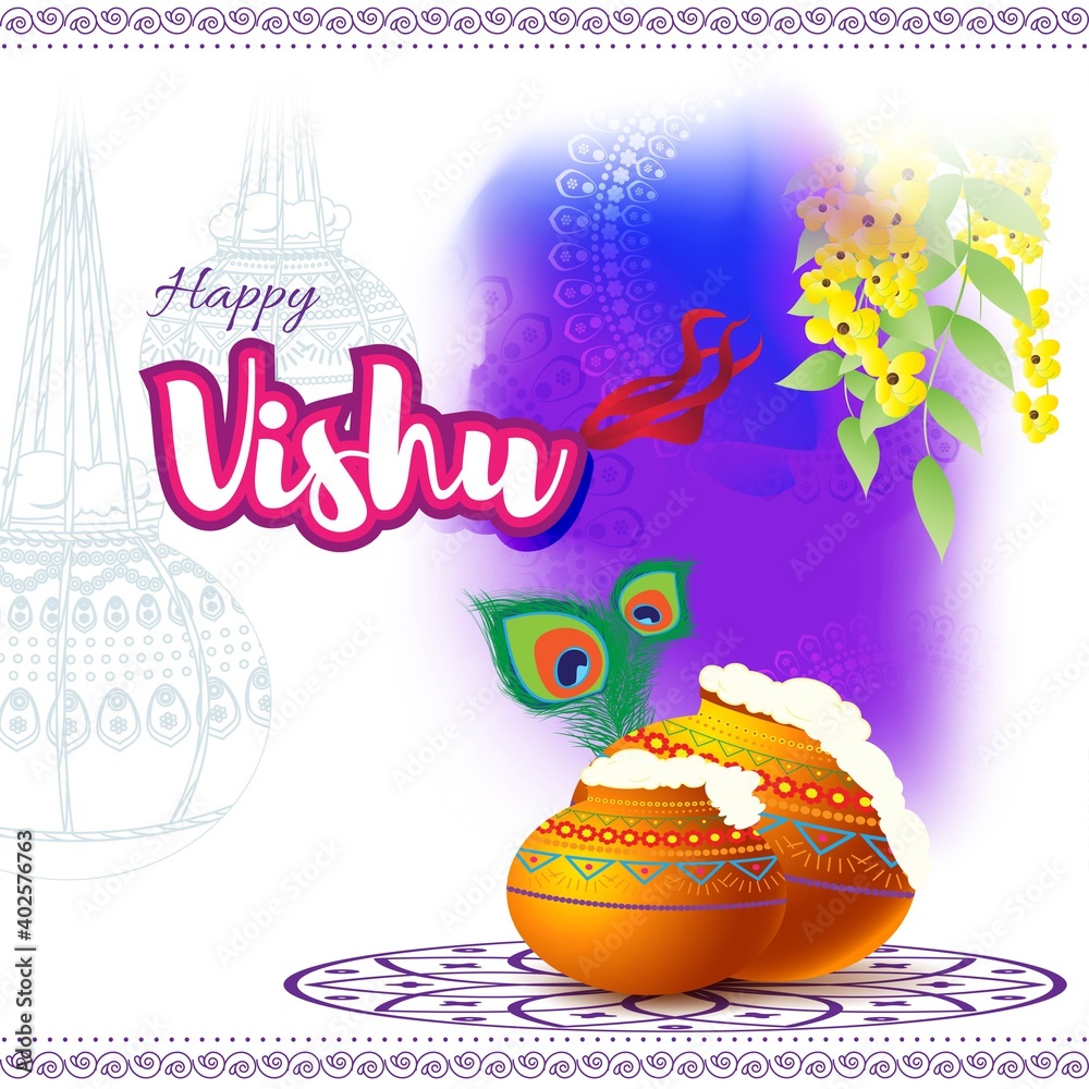 Vector illustration of Happy Vishu concept banner. kerala New Year ...