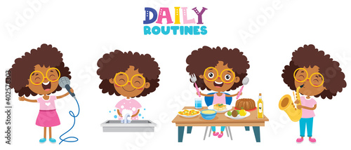 Little Kid Making Daily Routine Activities