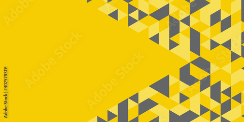 Yellow grey triangle abstract background. High contrast grey and yellow orange glossy stripes. Abstract tech graphic banner design. Vector corporate background