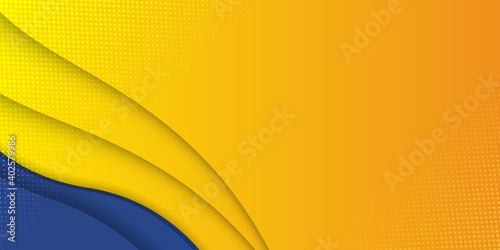 Blue background with orange and yellow color composition in abstract. Abstract backgrounds with a combination of lines and circle dots can be used for your ad banners, Sale banner template, and More. 