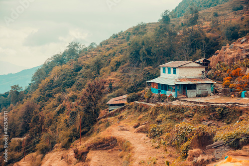Beautiful village on the way of Annapurna Mountain in Nepal.