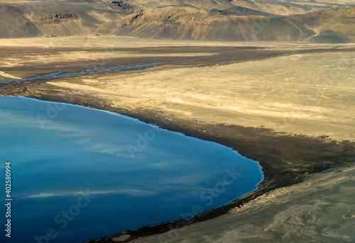 Icelandic landscape aerial photography captured from touristic airplane