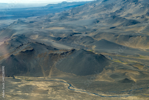 Icelandic landscape aerial photography captured from touristic airplane