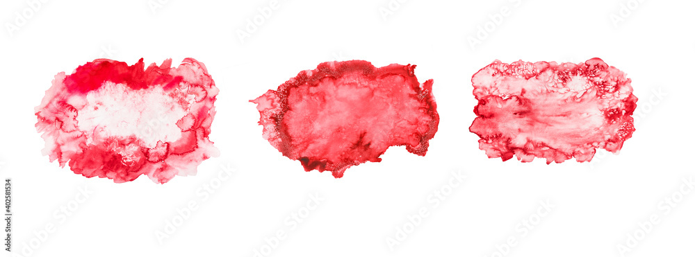 roter Fleck mit Aquarellfarben mit Platz für Text, isoliert mit weißem Hintergrund roter Fleck mit Aquarellfarben mit Platz für Text, isoliert mit weißem Hintergrund