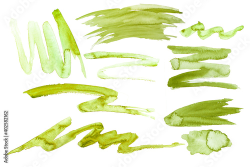 Tableau sur toile grüne , dekorative Linien, Zickzack  oder  welle mit Aquarellfarbe isoliert hint