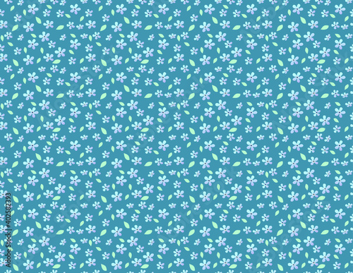 Vector seamless pattern with small blue flowers. Light floral background