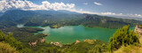 Complete panoramic view of the Sau reservoir from the cliffs of Tavertet, Catalonia, Spain