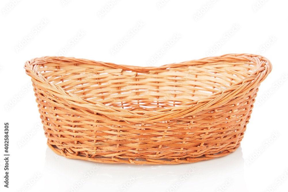 Wooden basket on white background