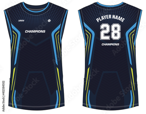 Sleeveless Tank Top Basketball  jersey vest design t-shirt template, sports jersey concept with front and back view for Men and women. Basketball, Volleyball jersey, tennis and badminton uniform