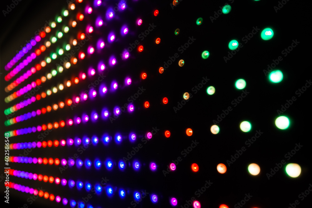 Colourful RGB LED lights on black background. LED Matrix with WS2812B ...