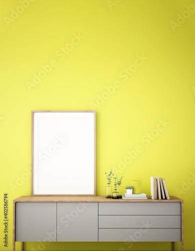 Interior of Frame mockup in living room 3d illustration 3d rendering