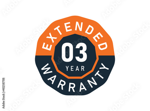 3 year warranty badges isolated on white background. 3 years Extended warranty