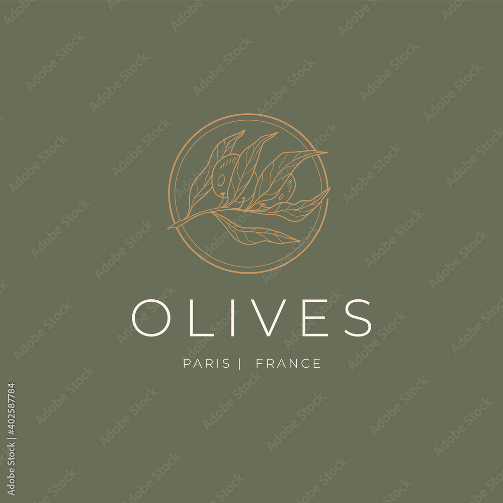 Olive oil Vector Signs or Logo Templates. Retro Floral Illustration with Classy Typography. Feminine Logo. Modern Logo Template for florist, photographer, fashion blogger, design studio. Olive oil Vector Signs or Logo Templates. Retro Floral Illustration with Classy Typography. Feminine Logo. Modern Logo Template for florist, photographer, fashion blogger, design studio.