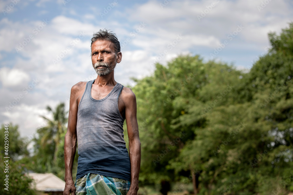Middle age village man on nature outdoor background. Middle age village man on nature outdoor background.