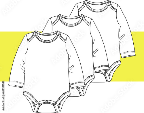 Baby Romper. Baby clothes Flat Sketch. vector illustration