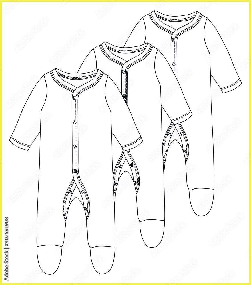 Baby Romper. Baby clothes Flat Sketch. vector illustration Baby Romper. Baby clothes Flat Sketch. vector illustration