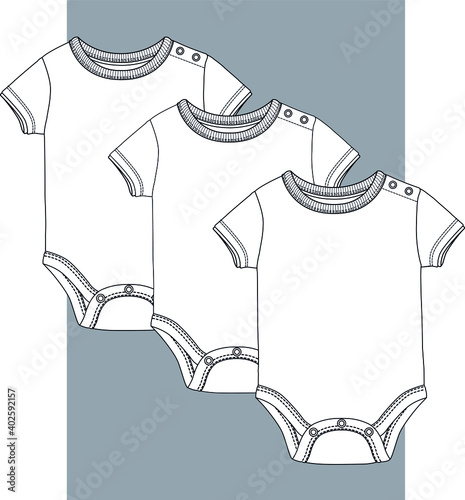 Baby Romper. Baby clothes Flat Sketch. vector illustration