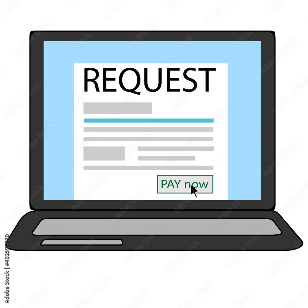 Request payment blank in a notebook screen payment conceptual vector icon isolated on a white background Request payment blank in a notebook screen payment conceptual vector icon isolated on a white background