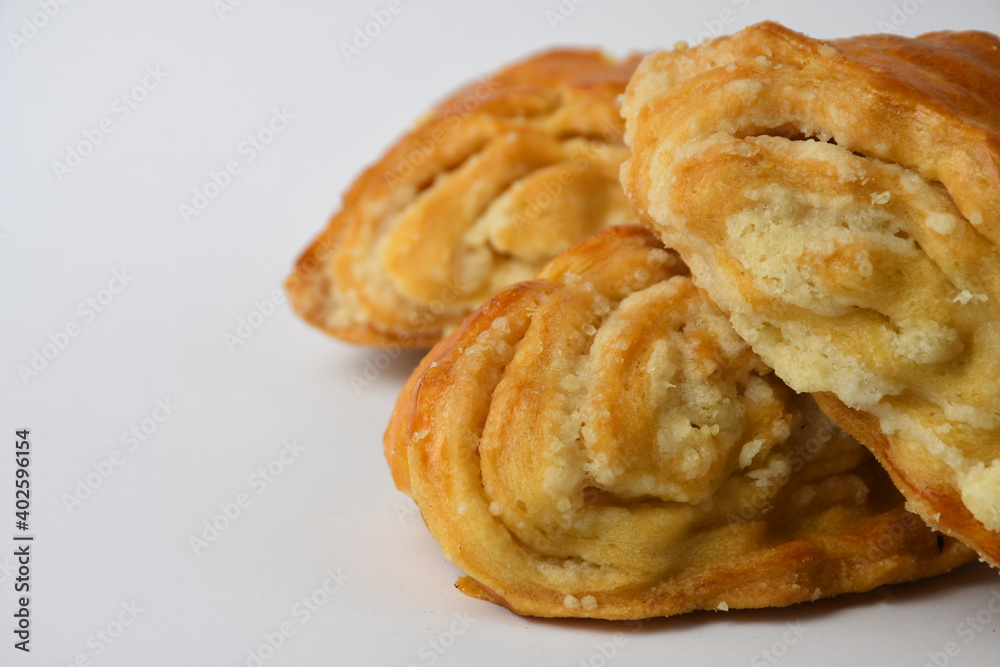 Gata - traditional Armenian sweet pastry on a white background , isolated Gata - traditional Armenian sweet pastry on a white background , isolated