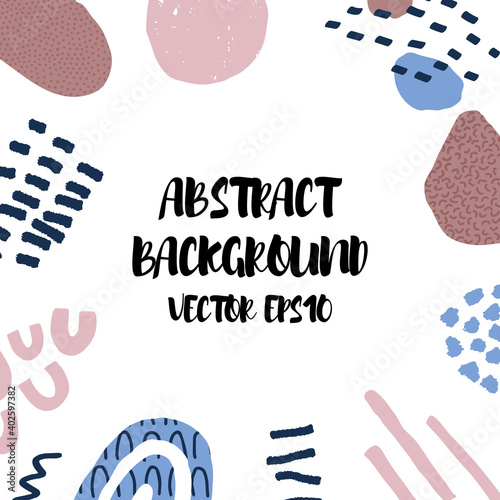 Abstract background in trendy style with botanical and geometric elements, textures. Natural pastel colours. . Vector illustration. Design for social media posts or web banners.