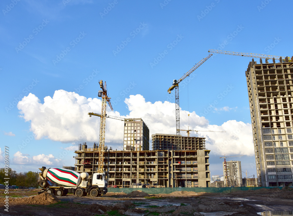 Heavy mixer concrete truck for to be loaded concrete at a construction