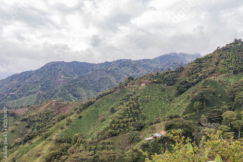 view of the mountains in Santa María Huila Colombia Coffe