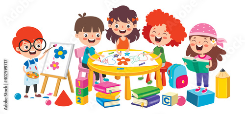 Happy Kid Studying And Learning