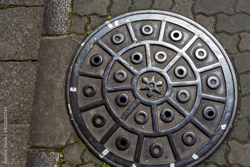 Sewer cover   in Kyoto  next to Katsura river