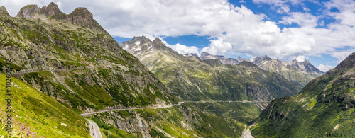 High mountain road through the Susten Pass in the Swiss Alps