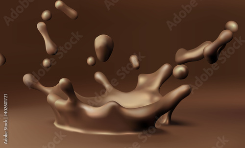 Realistic chocolate splash illustration vector