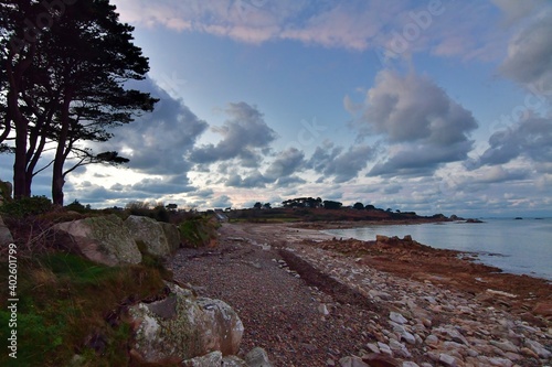 Beautiful seascape of Brittany at Plougrescant. France