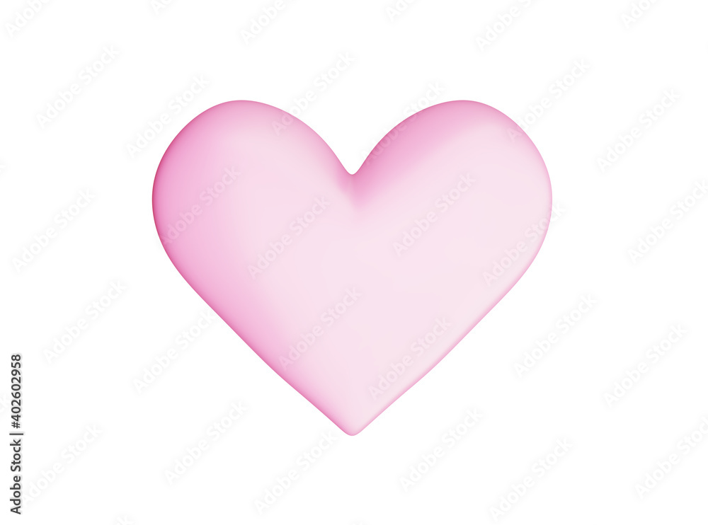 light pink heart isolated on white, 3d illustration