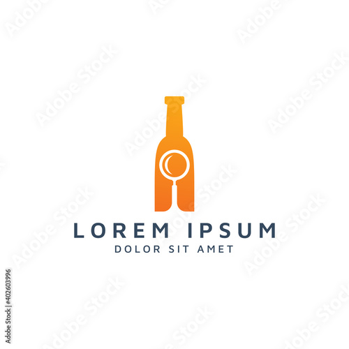 bar and magnifying glass negative space logo design
