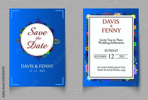 Set of card with flower and leaves, wedding ornament concept or floral poster vector design